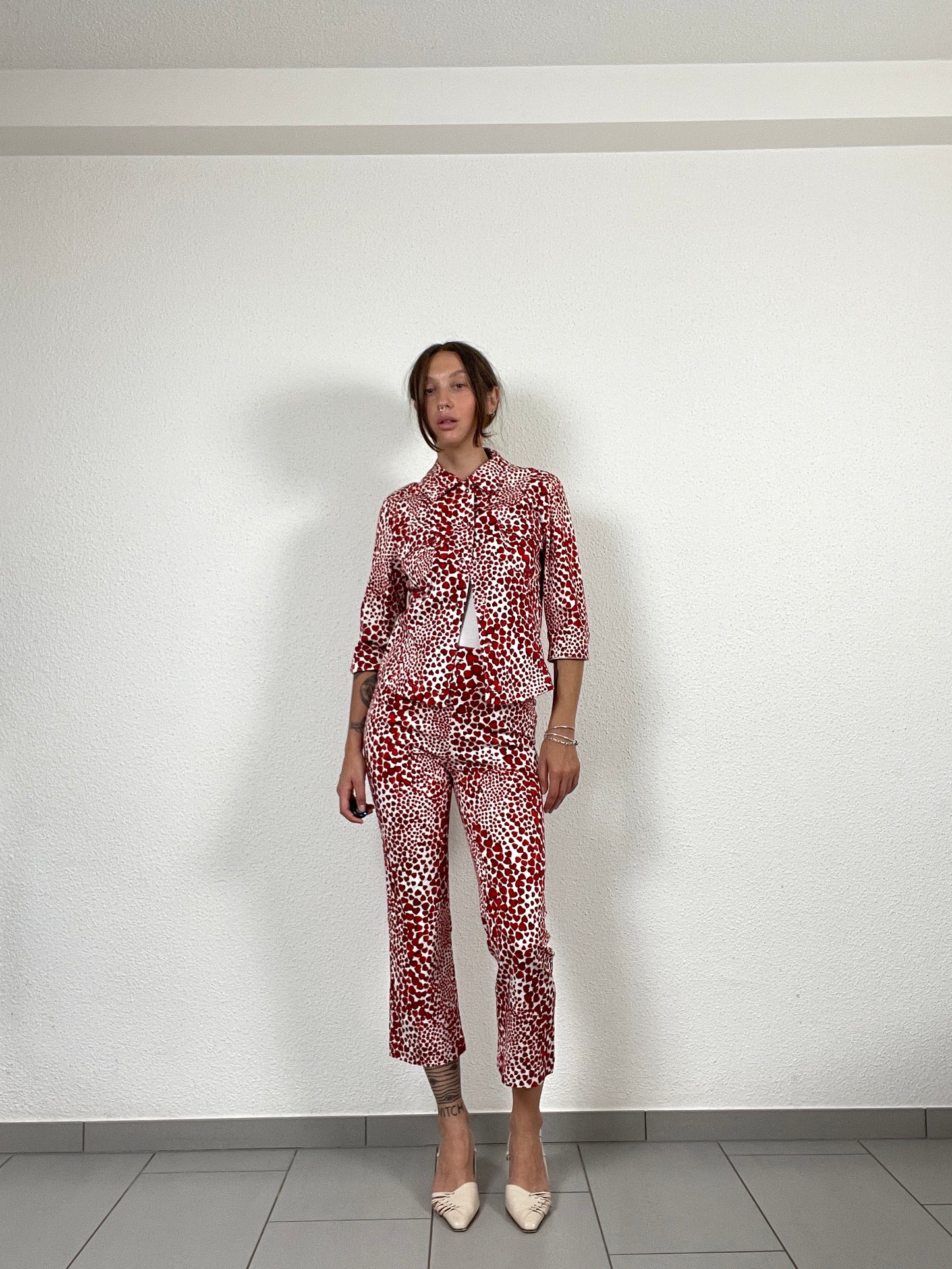 Y2K Rosner Red Heart Print Two-Piece Set