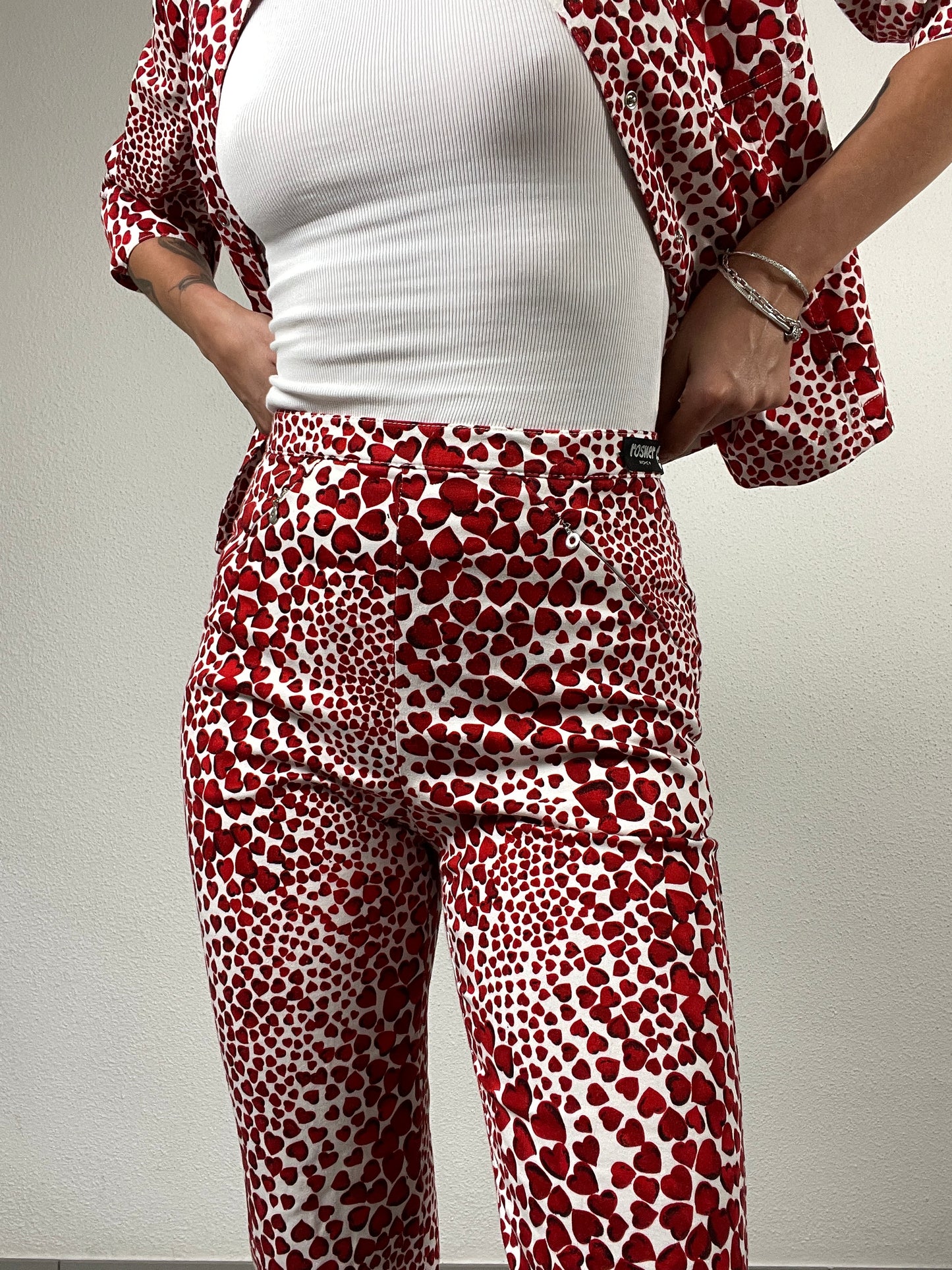 Y2K Rosner Red Heart Print Two-Piece Set