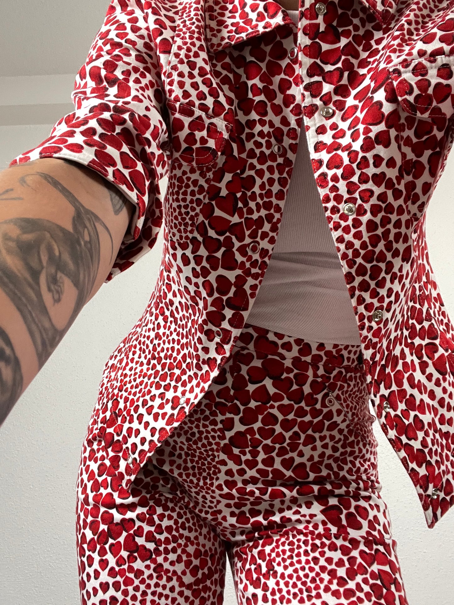 Y2K Rosner Red Heart Print Two-Piece Set