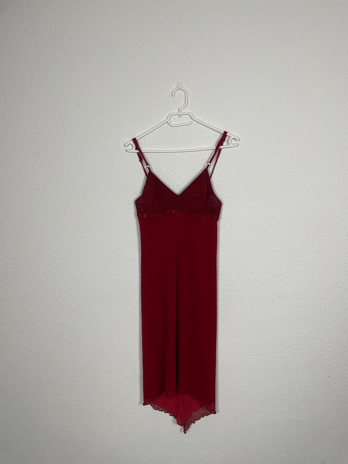 Y2K Burgundy Asymmetric Dress