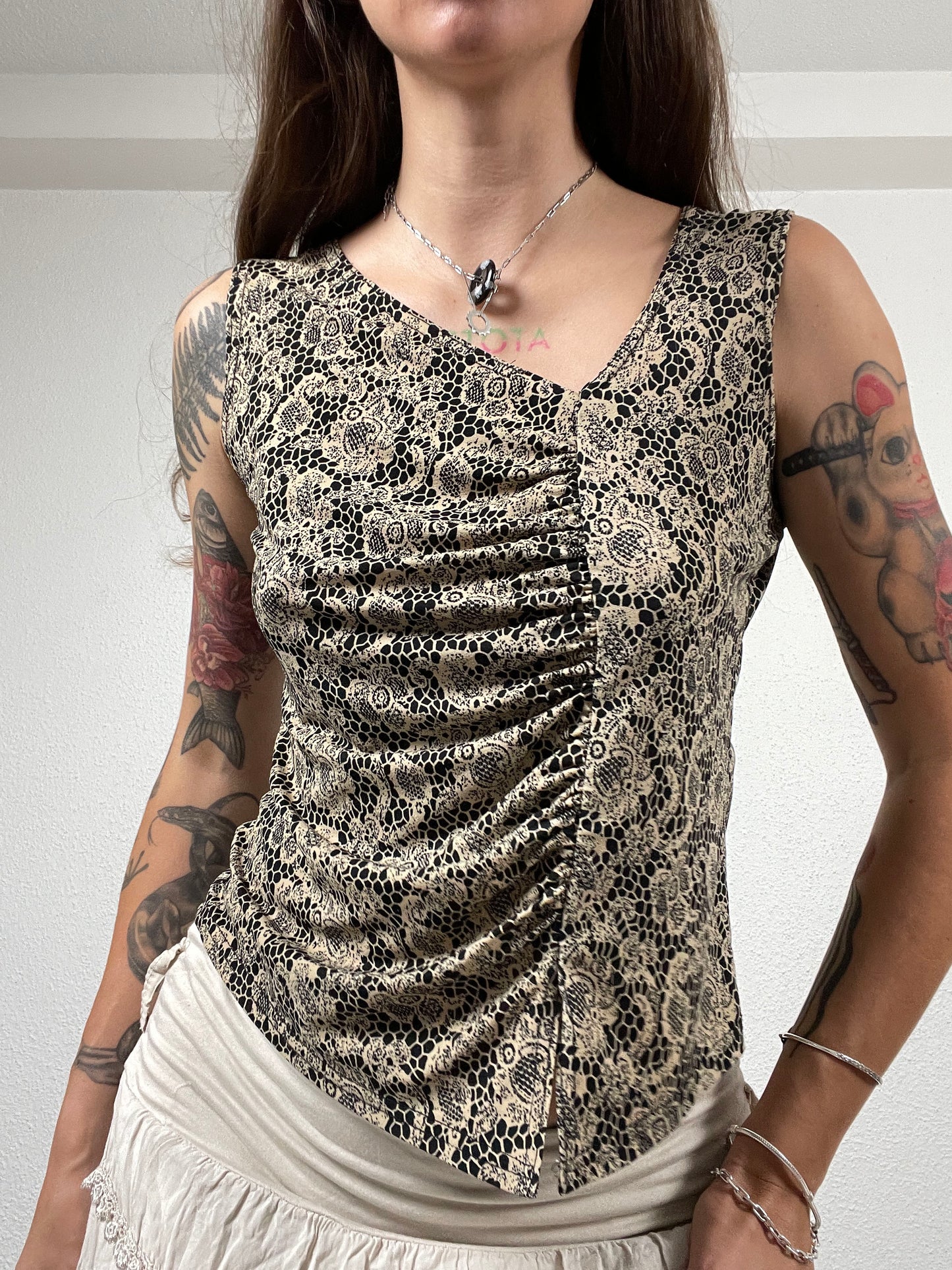 Vintage Y2K Lace Print Top