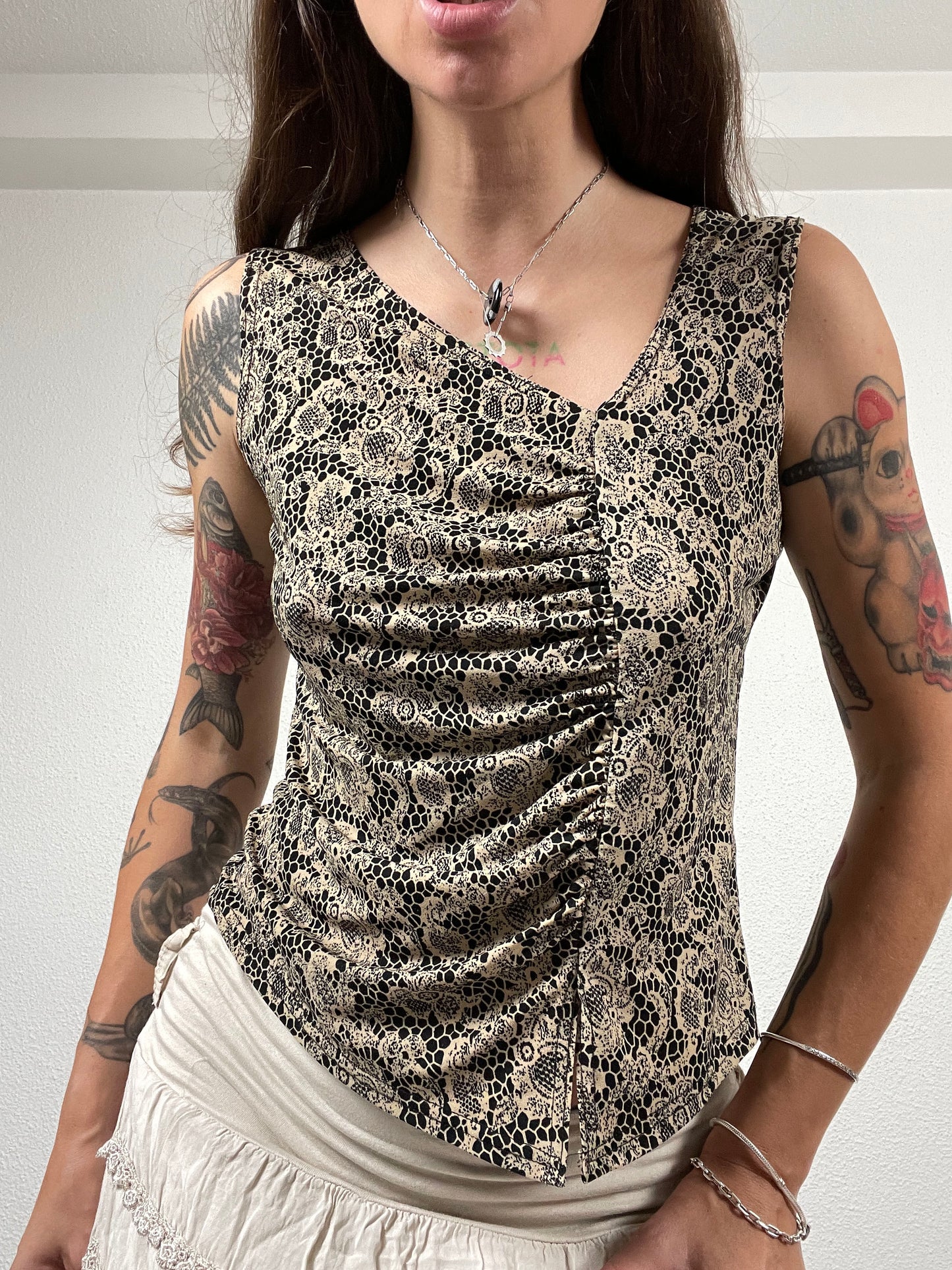 Vintage Y2K Lace Print Top