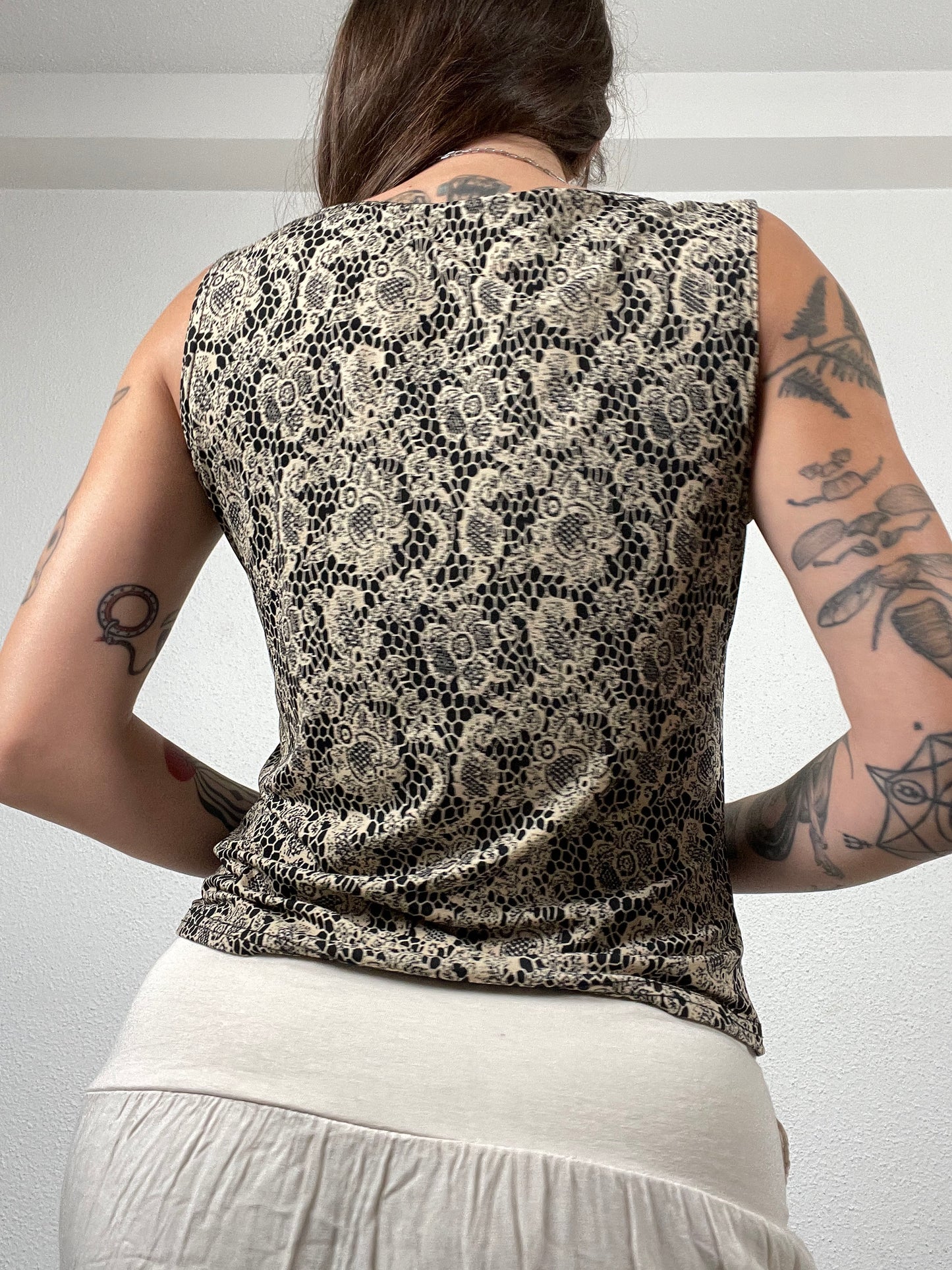 Vintage Y2K Lace Print Top