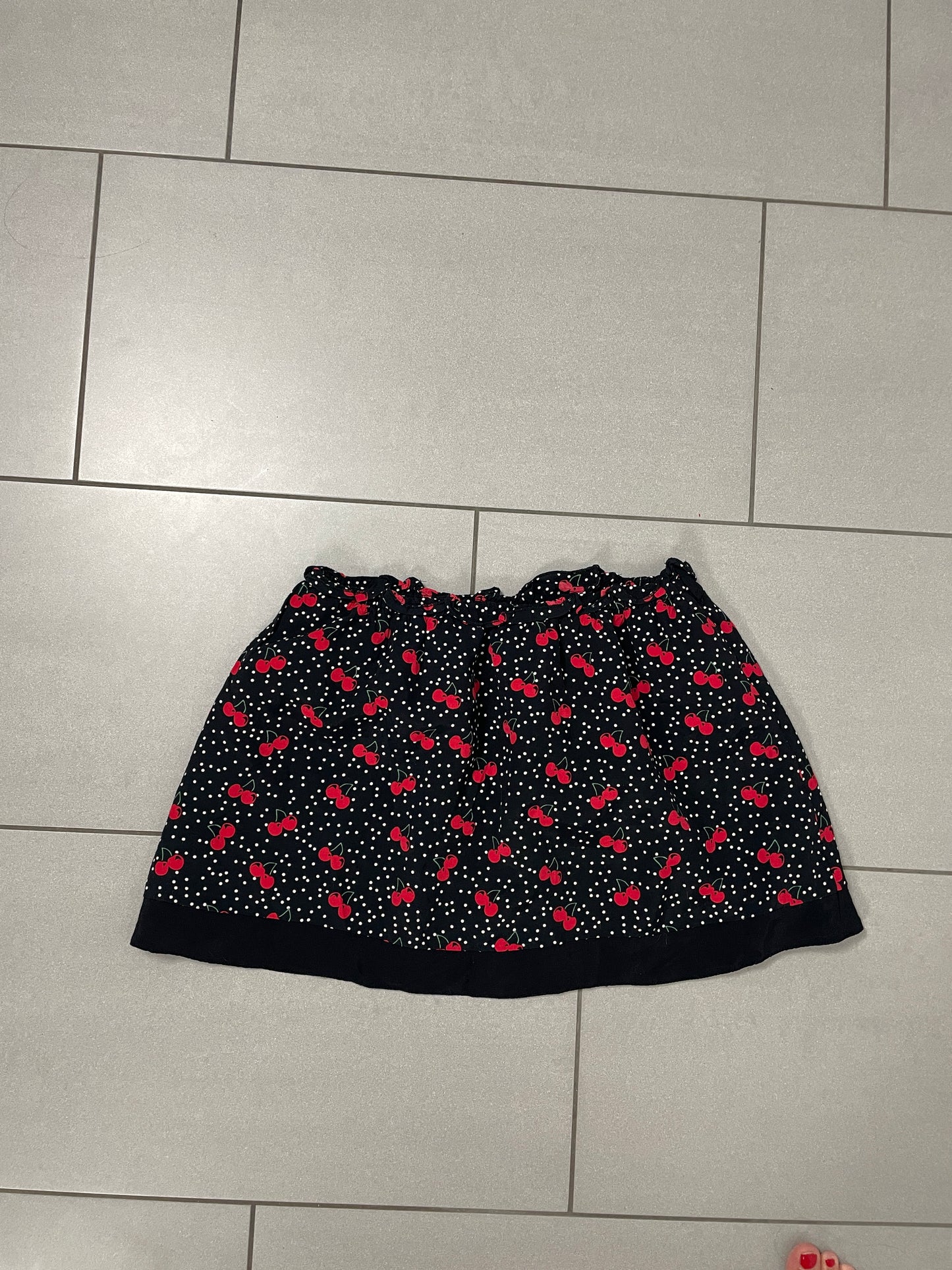 Late 2000s Cherry Print Polka Dot Mini Skirt