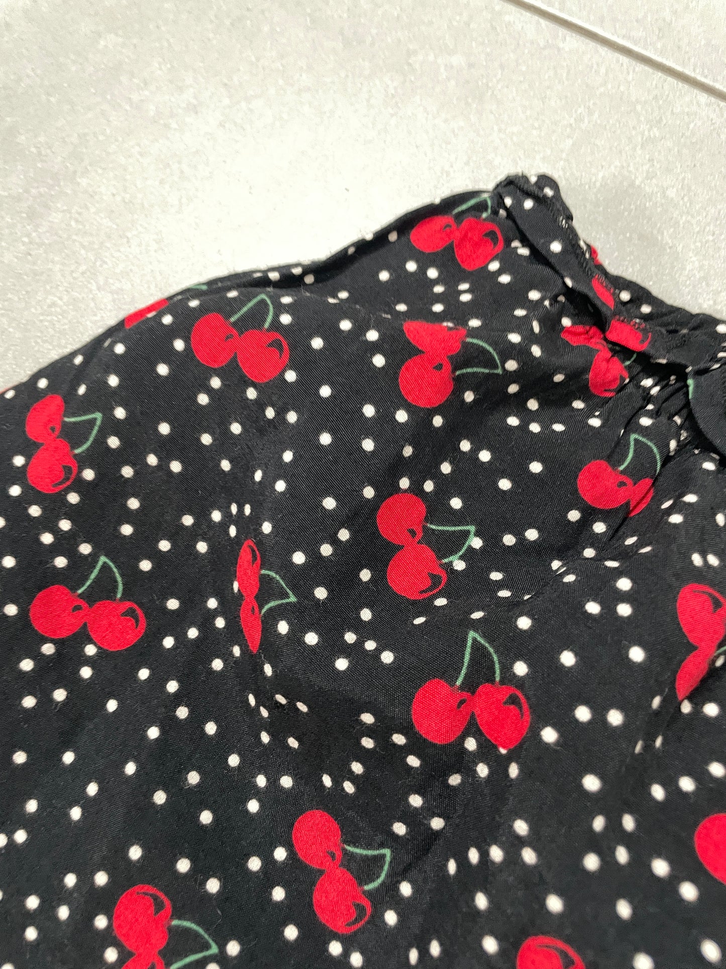 Late 2000s Cherry Print Polka Dot Mini Skirt