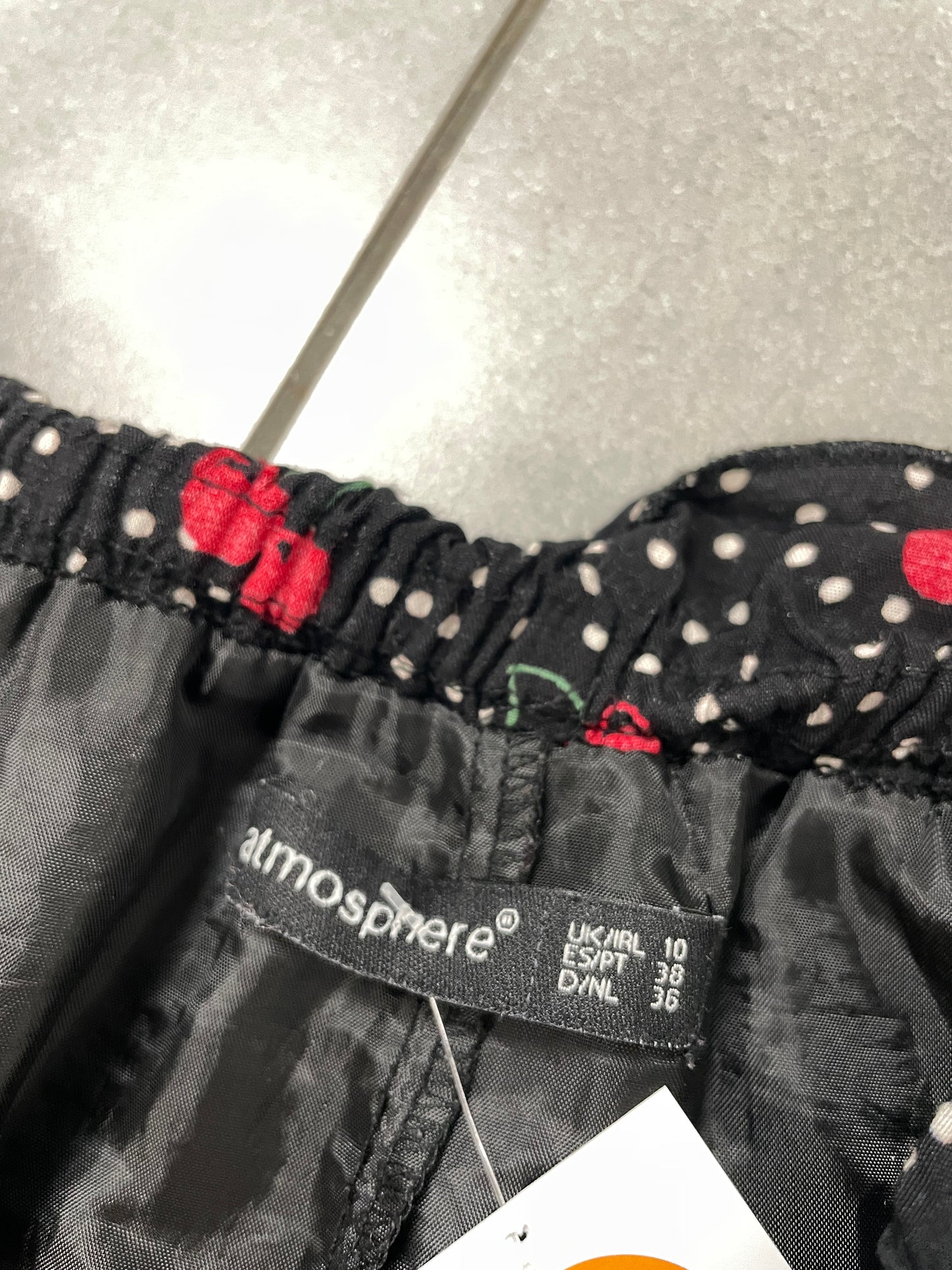 Late 2000s Cherry Print Polka Dot Mini Skirt