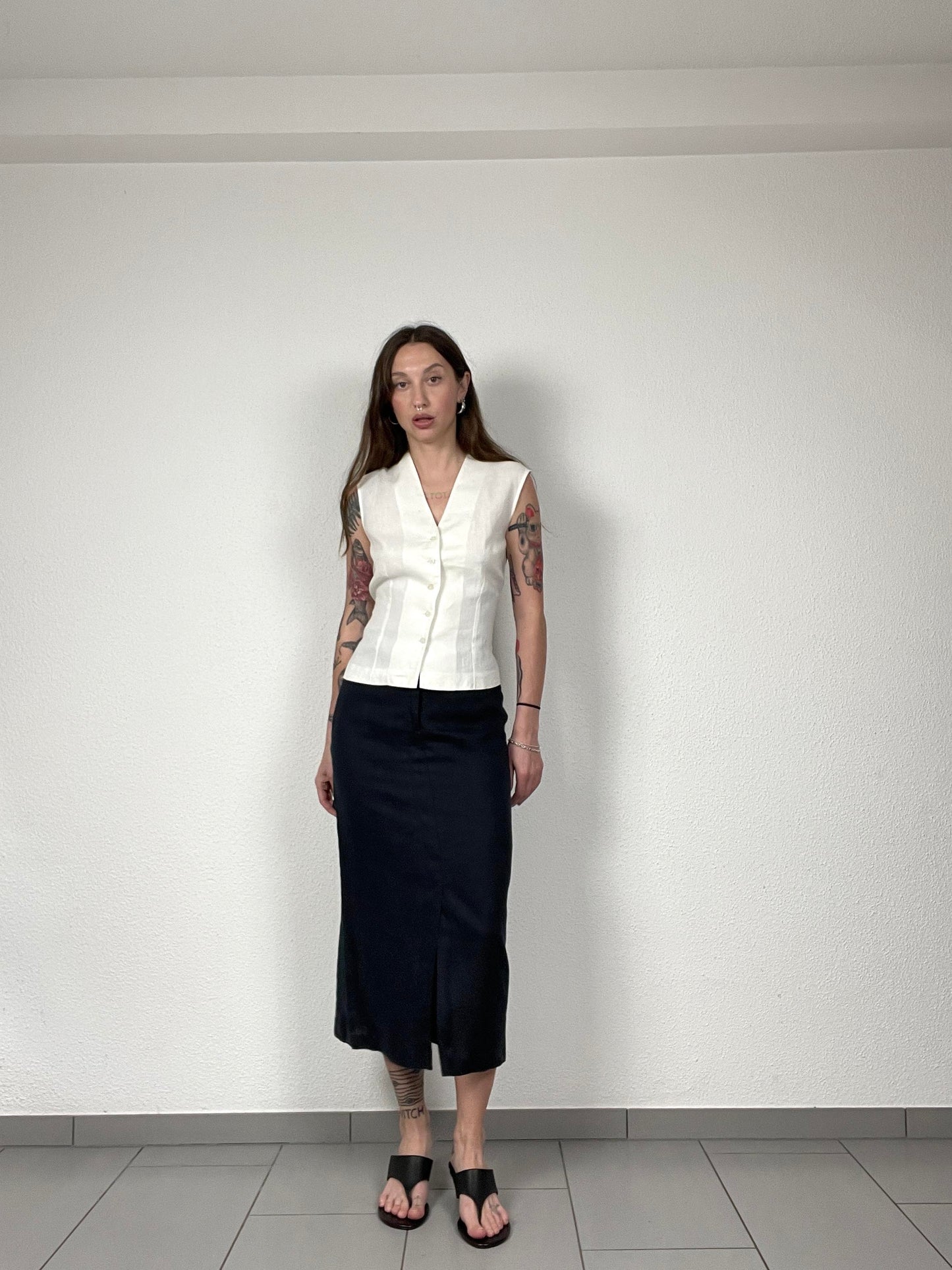 Vintage TAIFUN Black Linen Skirt