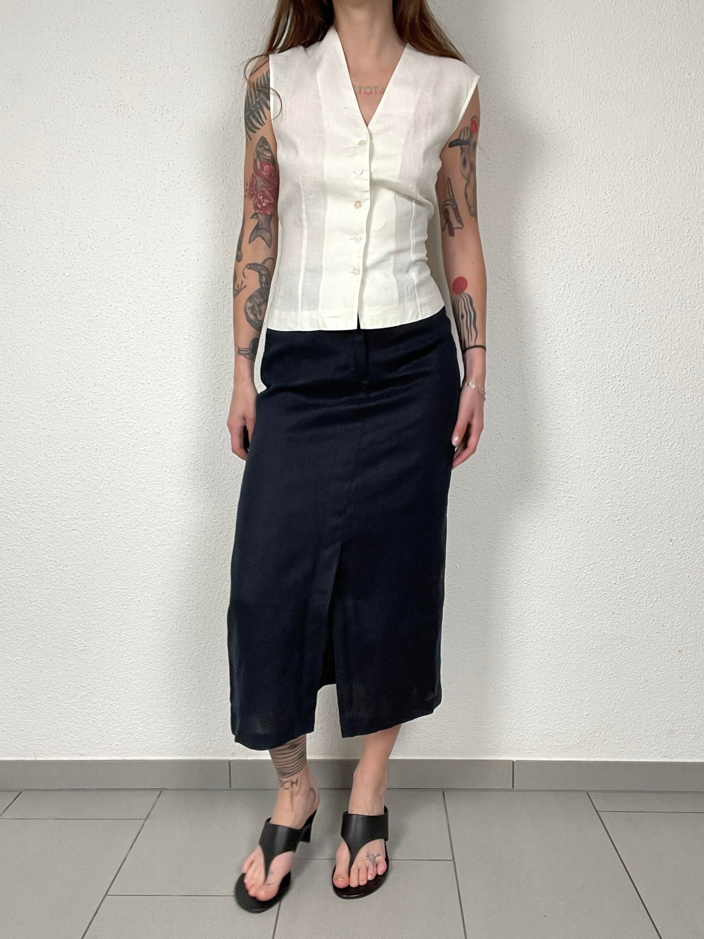 Vintage TAIFUN Black Linen Skirt