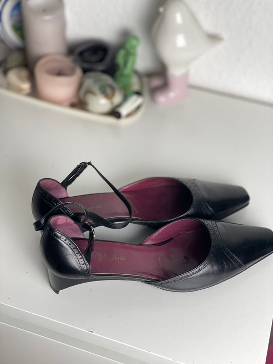 Vintage Black Ankle Strap Heels