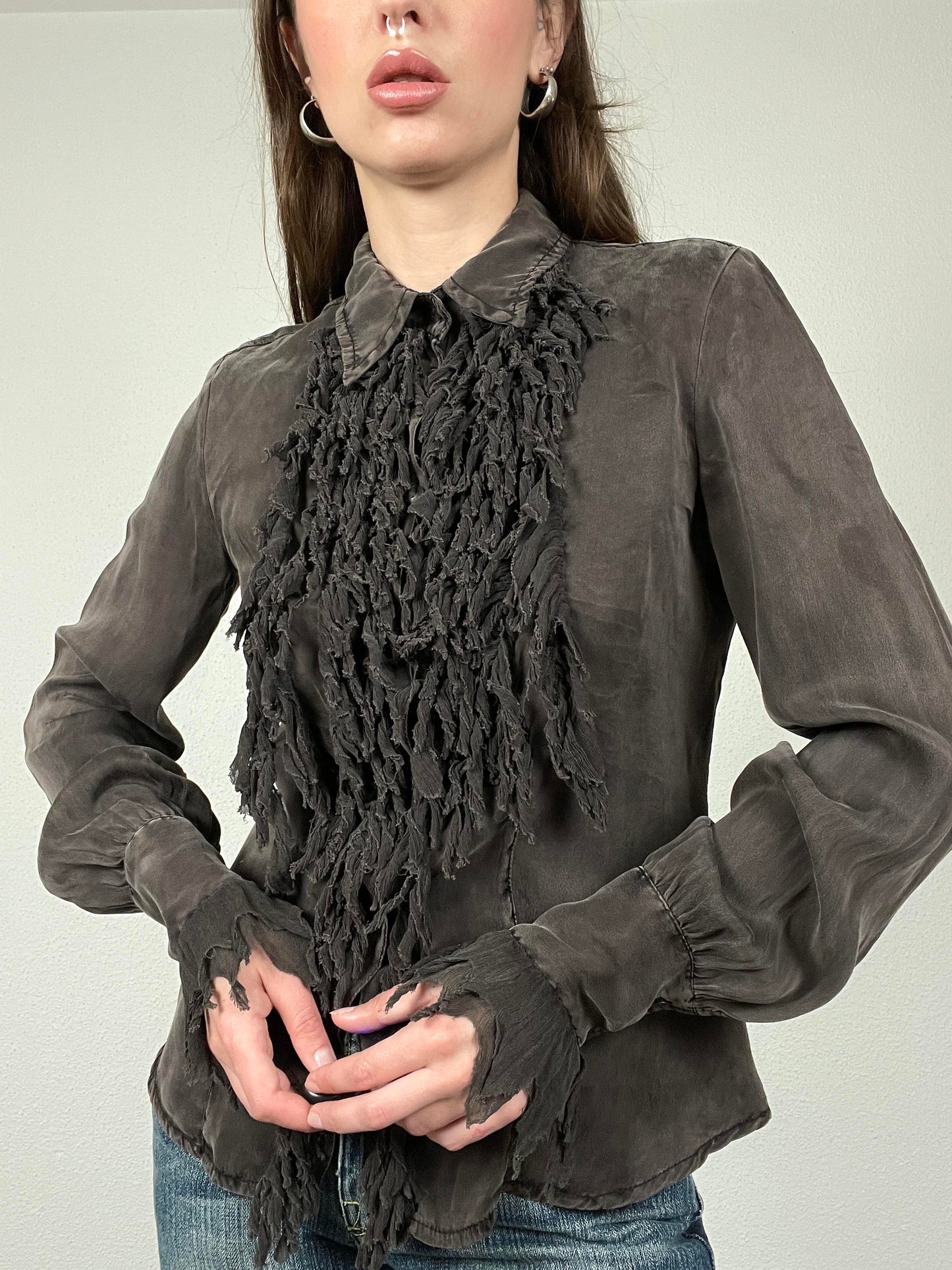 Dark Grey Zama Silk Shirt