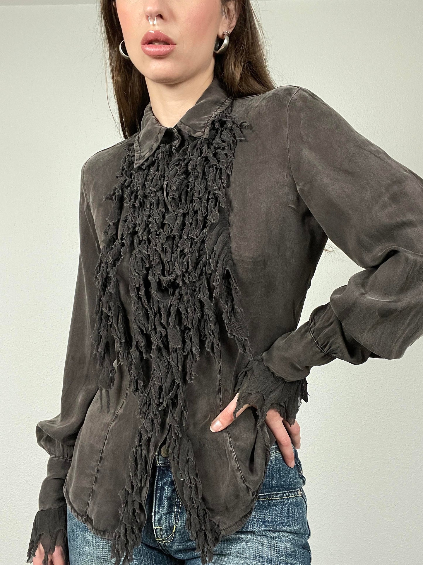 Dark Grey Zama Silk Shirt