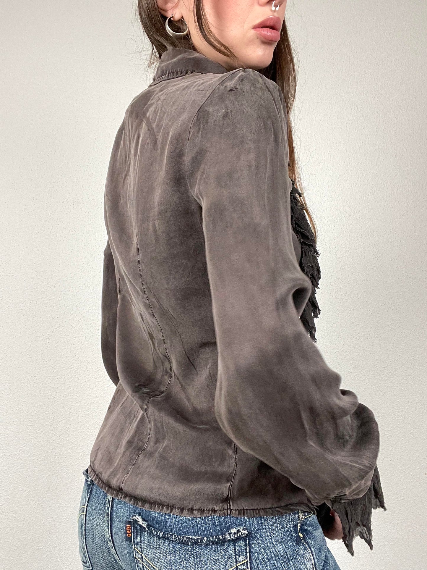 Dark Grey Zama Silk Shirt