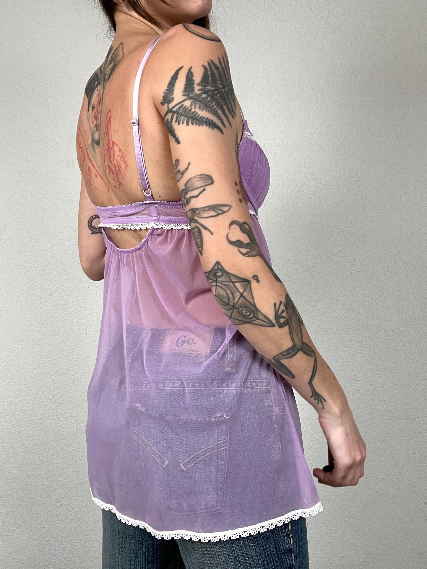 Sheer Lavender Babydoll Censored