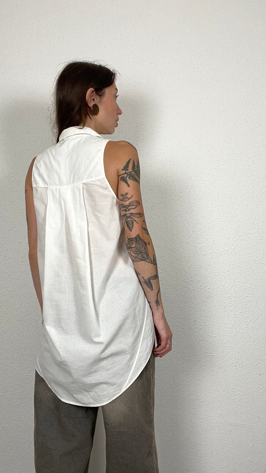 White Helmut Lang Sleeveless Shirt