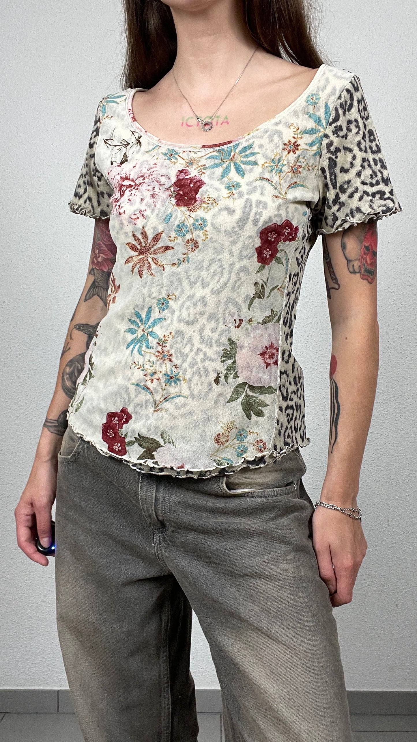 Leopard Floral Mesh Top