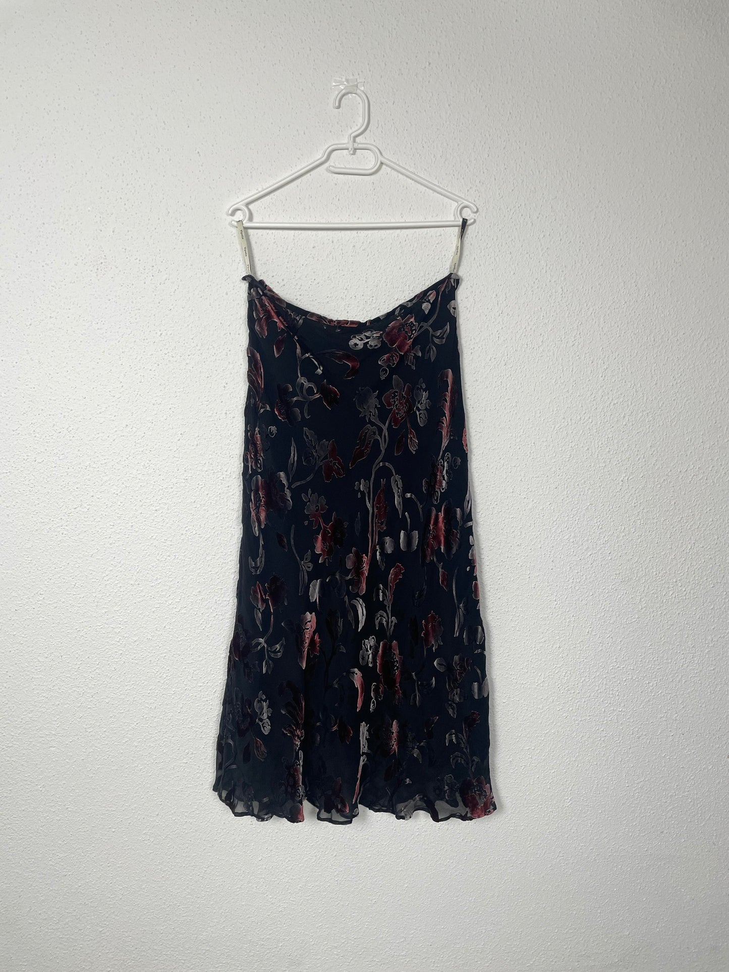 Velvet floral bias skirt
