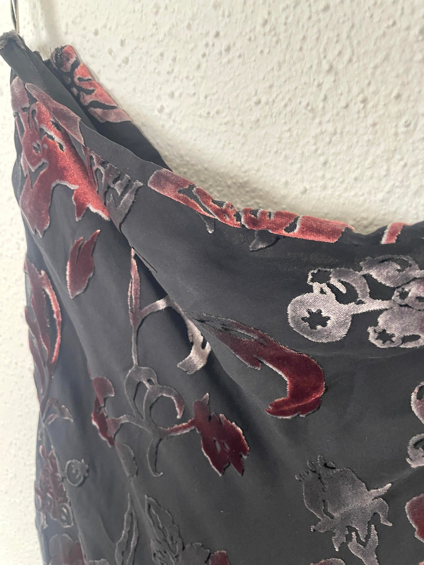 Velvet floral bias skirt