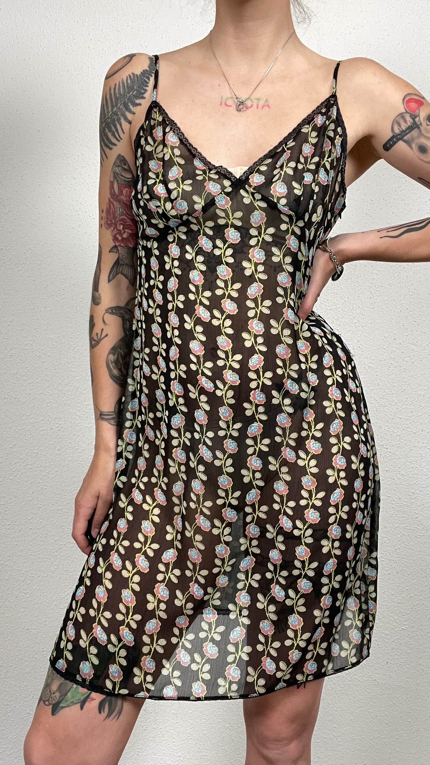 Sheer Floral Slip Dress