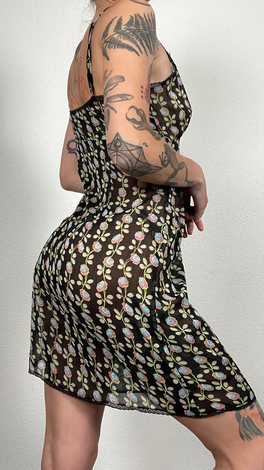 Sheer Floral Slip Dress