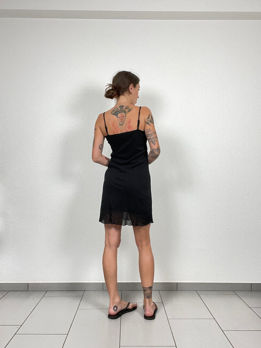 Y2K Black Mini Slip Dress with Sequin Detail