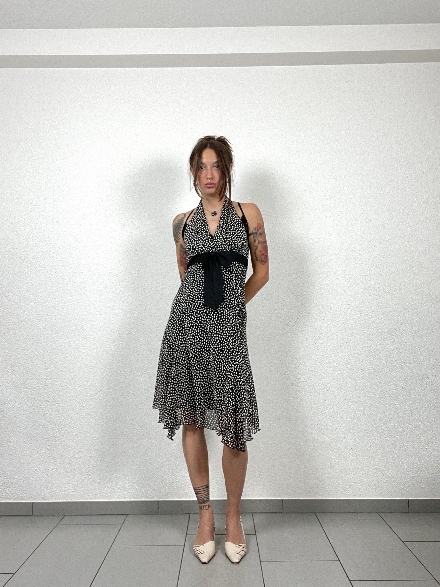 Vintage 2000s Matinée Polka Dot Halter Dress
