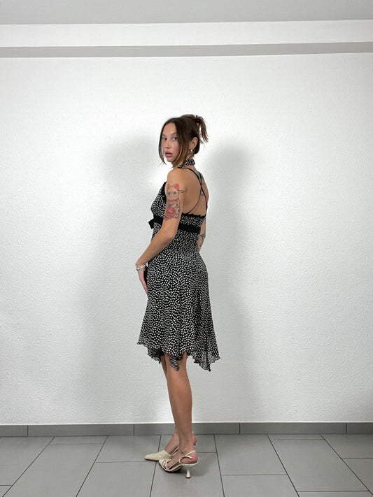 Vintage 2000s Matinée Polka Dot Halter Dress