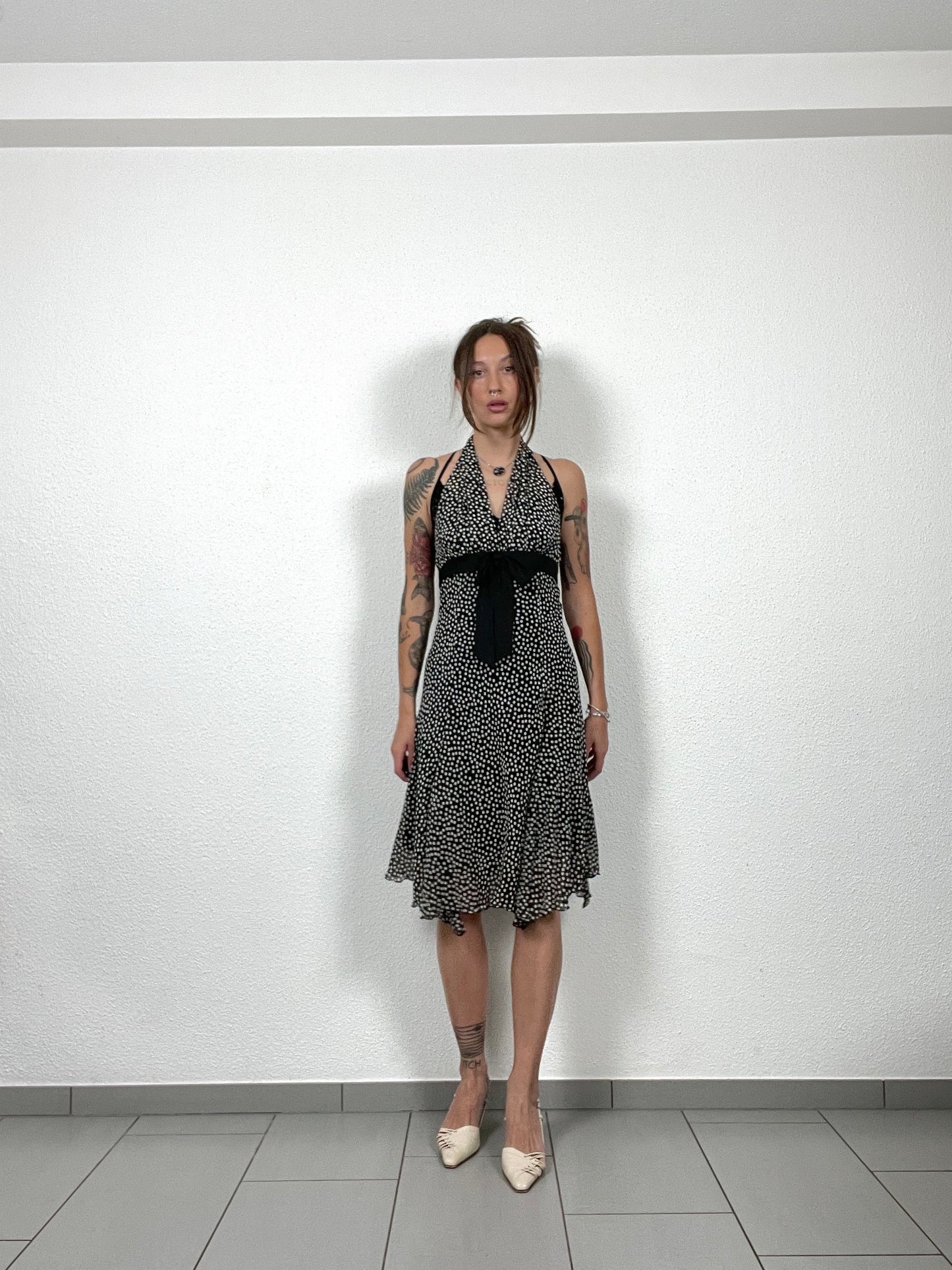 Vintage 2000s Matinée Polka Dot Halter Dress