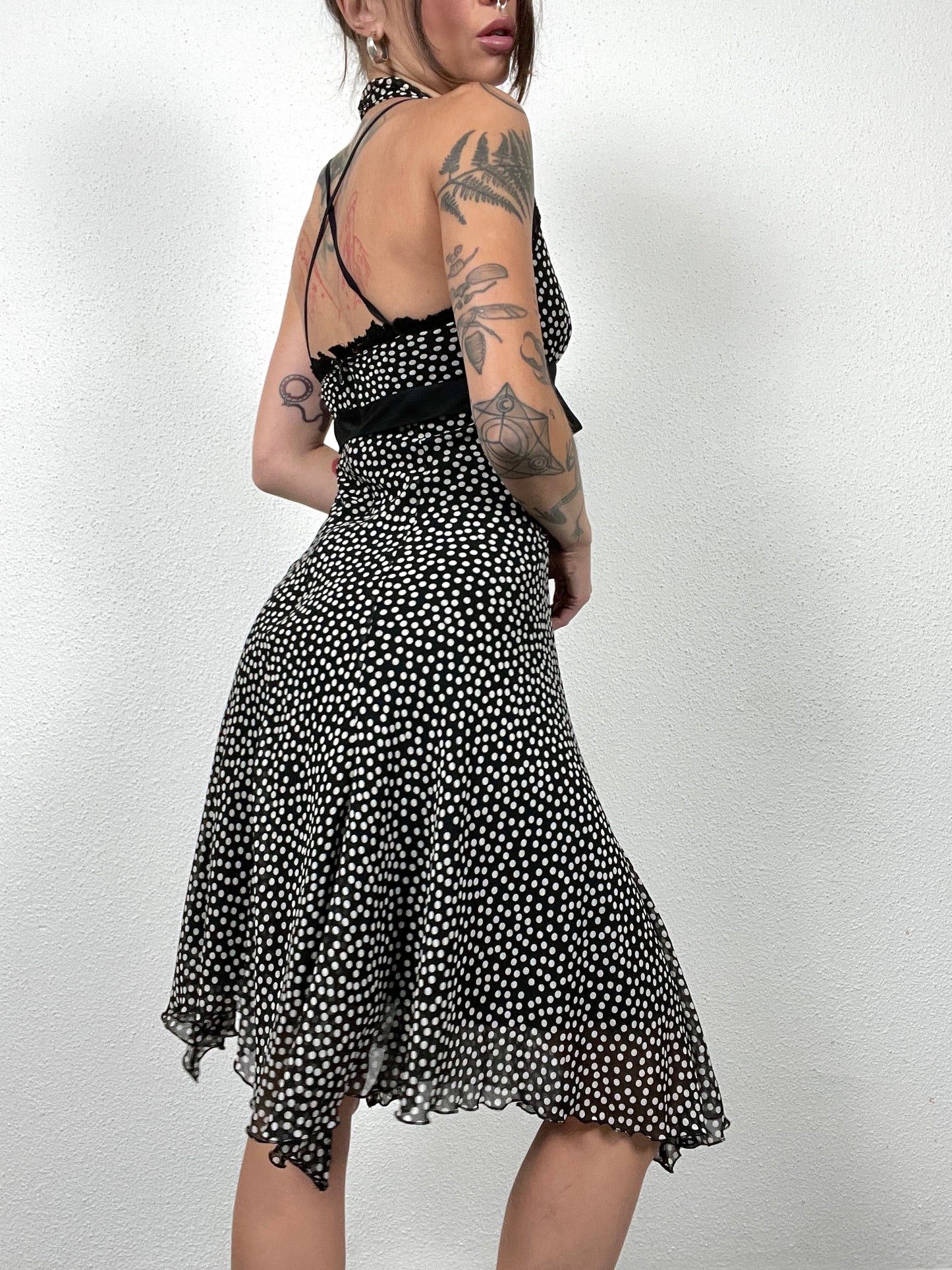 Vintage 2000s Matinée Polka Dot Halter Dress