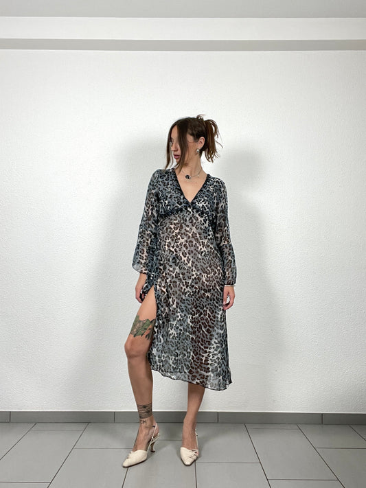 Vintage 2000s Sheer Leopard Dress