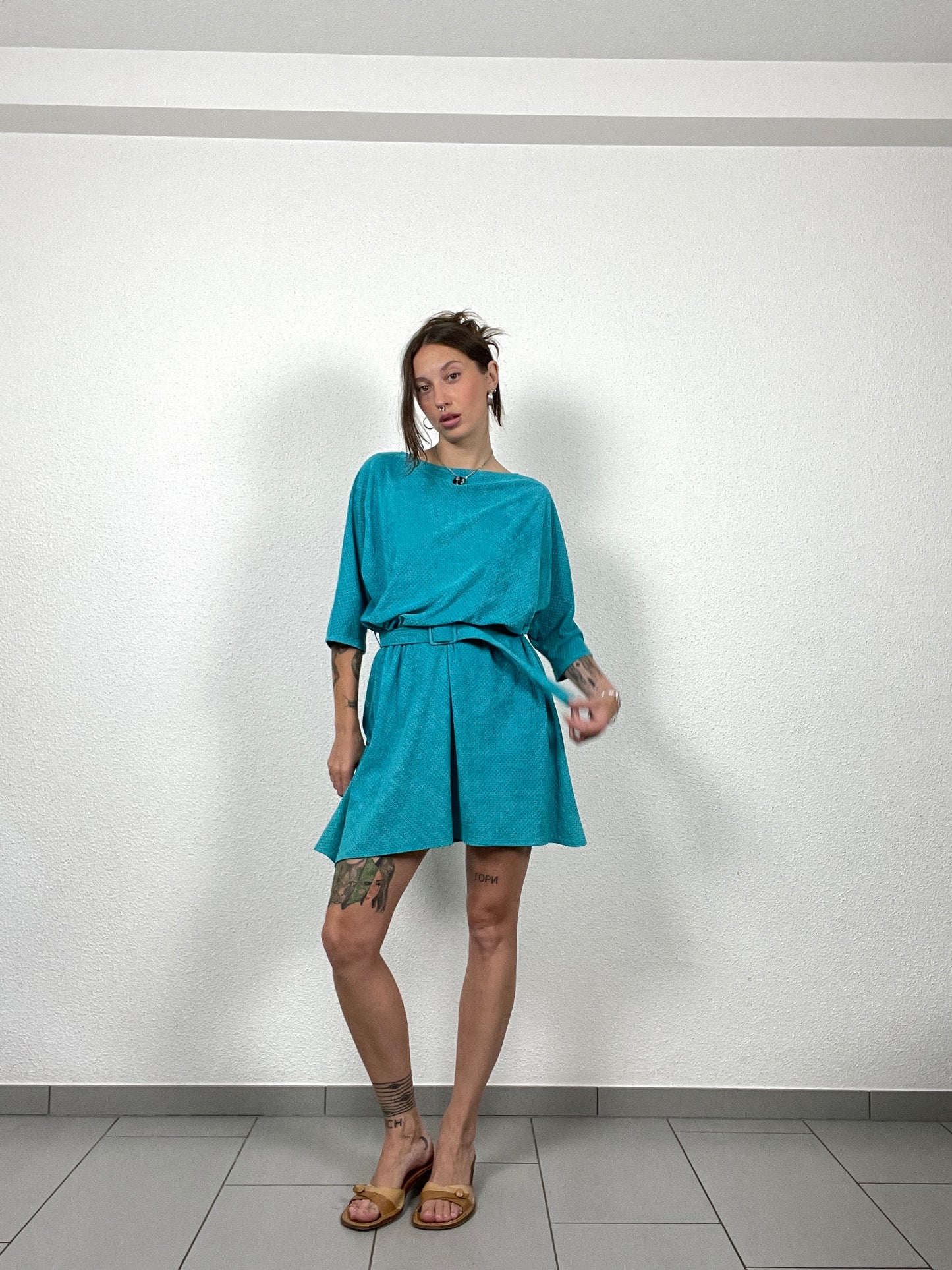 Vintage Arnel Turquoise Belted Dress