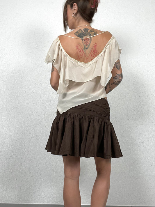 Vintage Y2K Terra Vermelha Ruffle Lace Blouse