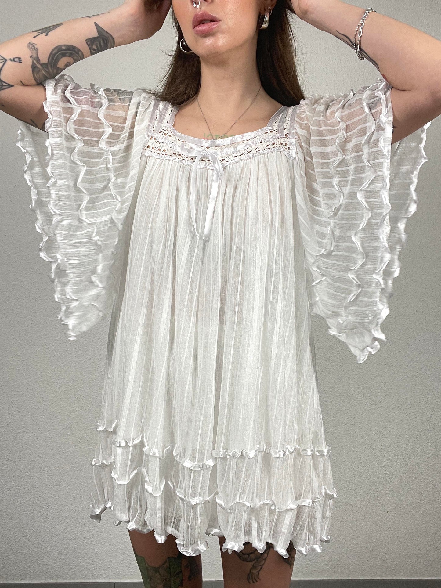 KDK London White Ruffle Tunic