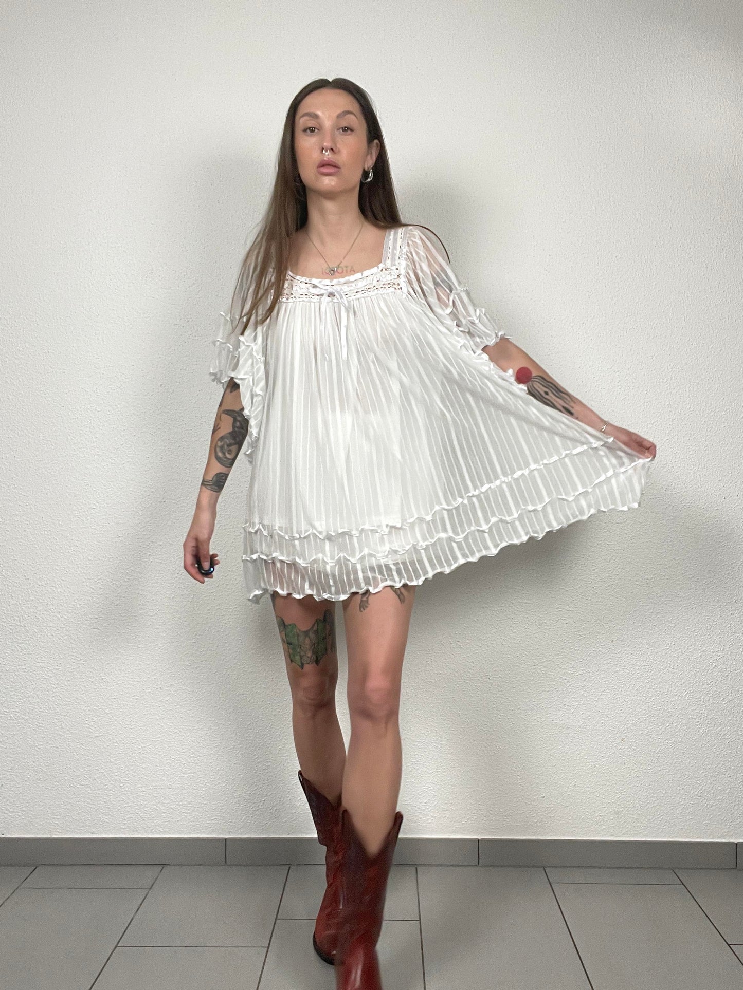 KDK London White Ruffle Tunic