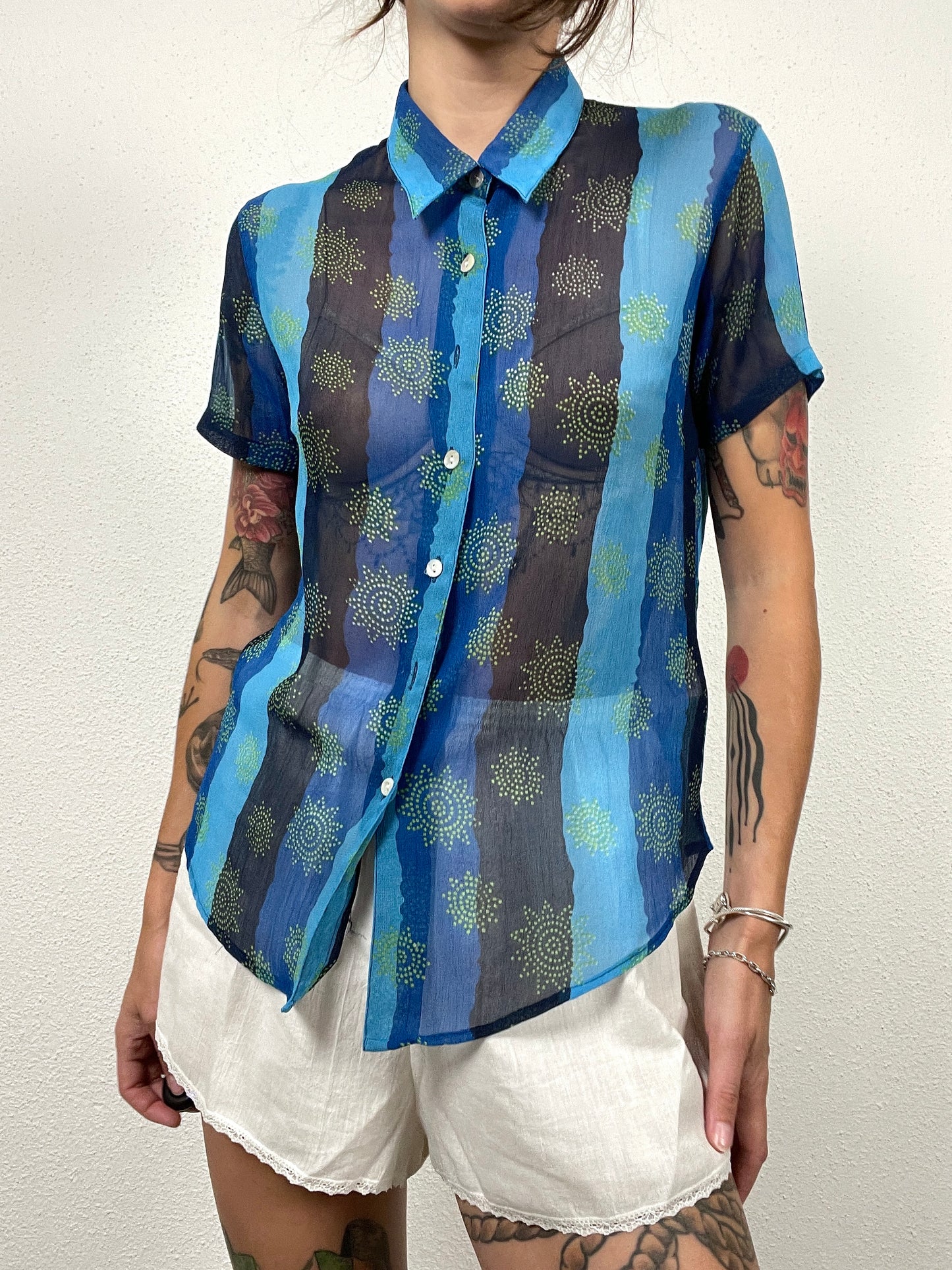 Vintage NAF NAF Sheer Blue Blouse – Size T1 (S)