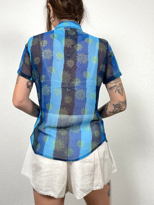 Vintage NAF NAF Sheer Blue Blouse – Size T1 (S)