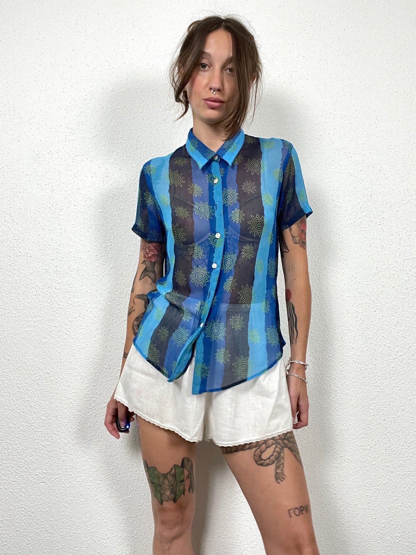 Vintage NAF NAF Sheer Blue Blouse – Size T1 (S)