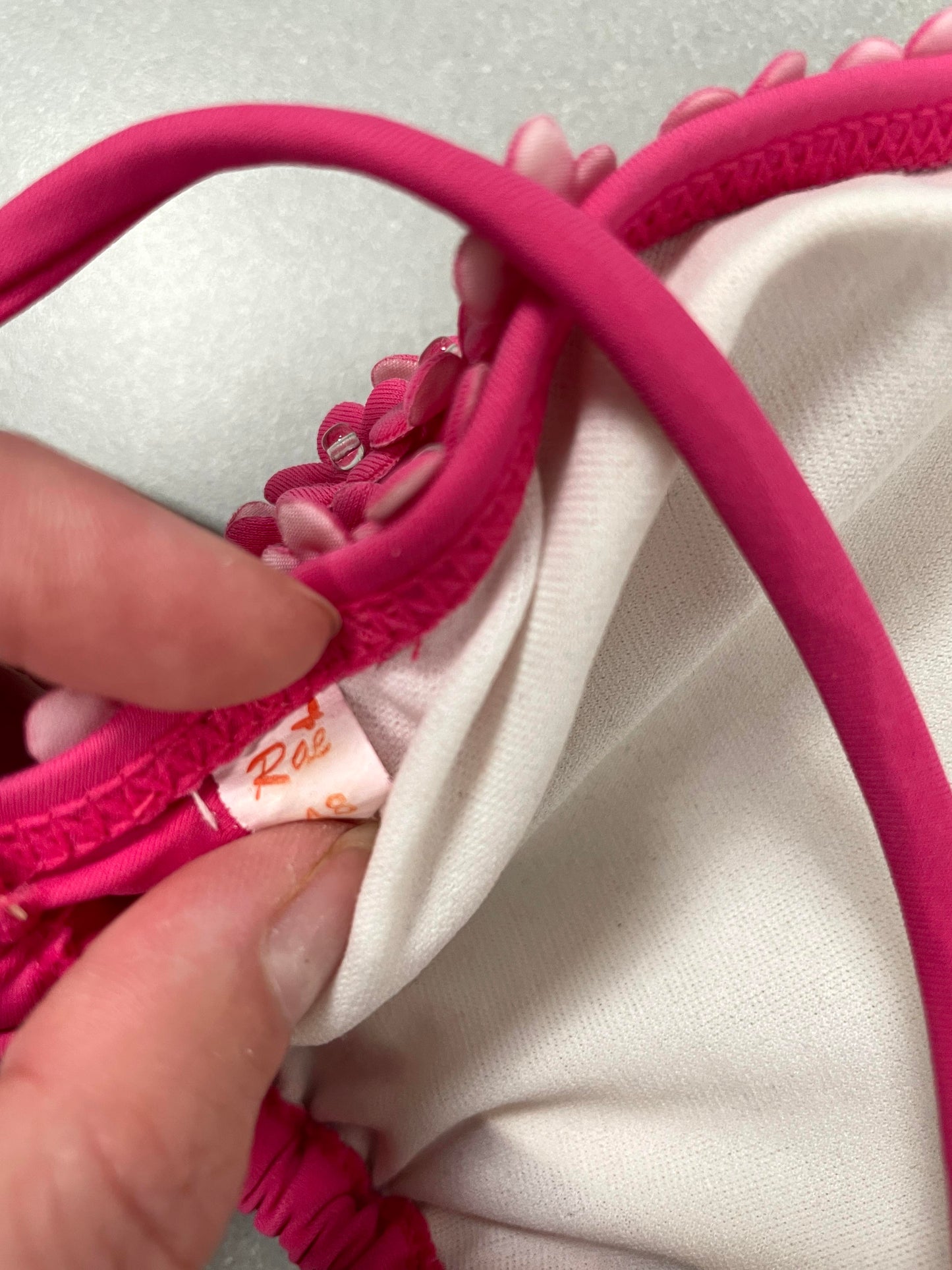 Pink White Bikini Top by Roe