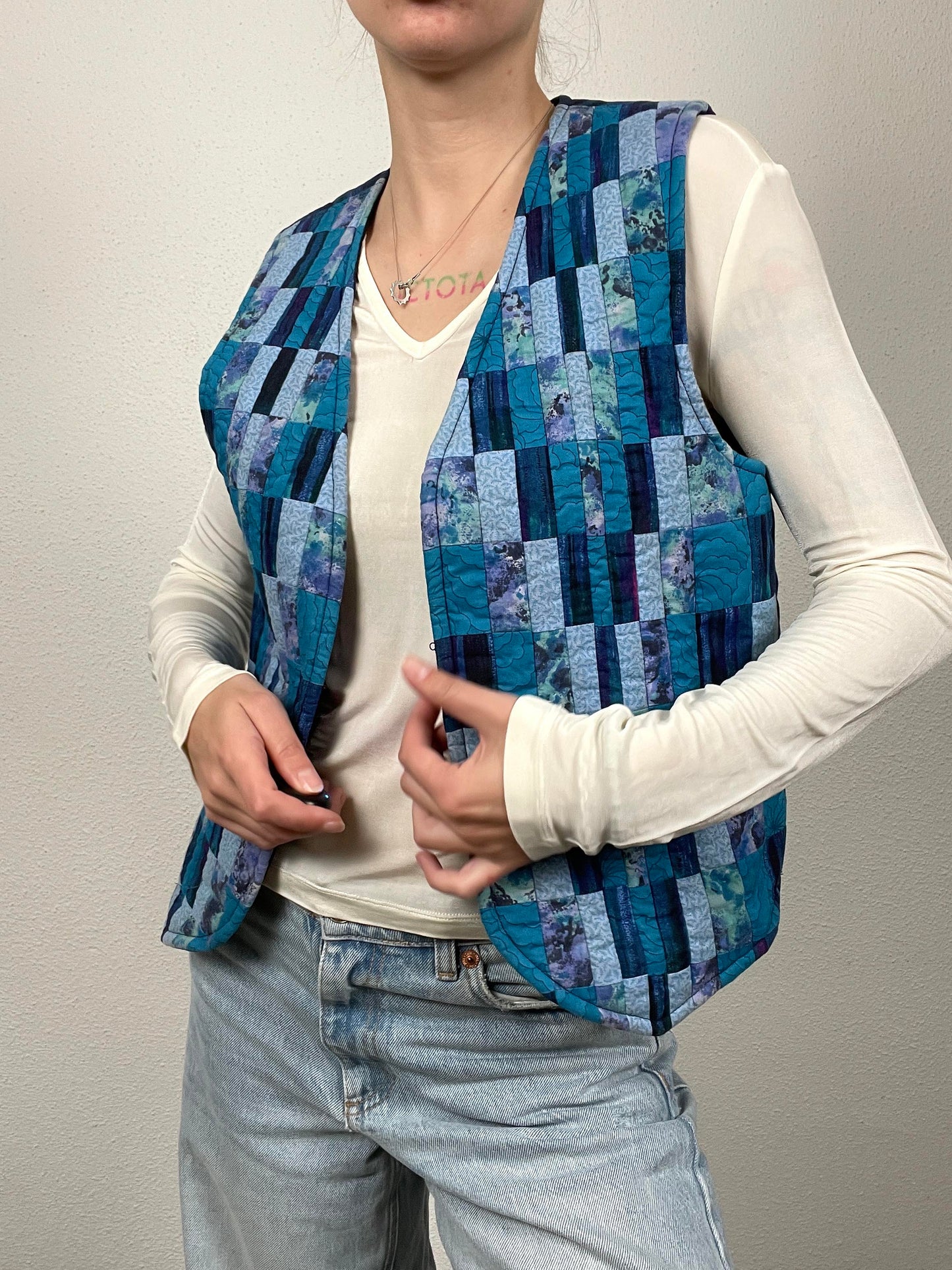 Vintage 80s Quilted Patchwork Vest