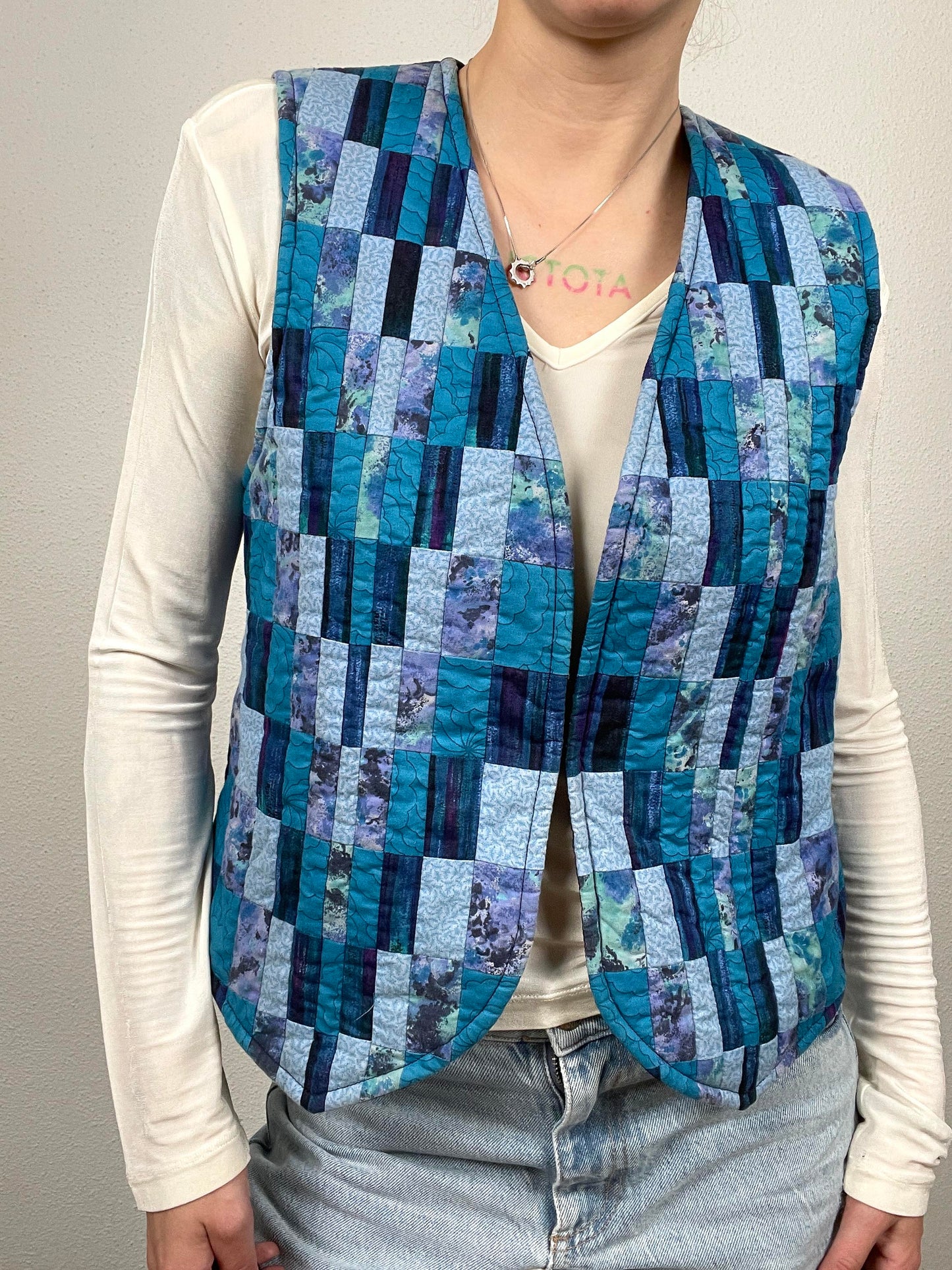 Vintage 80s Quilted Patchwork Vest