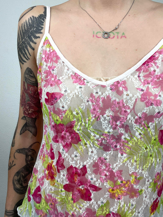 Vintage Y2K floral lace cami
