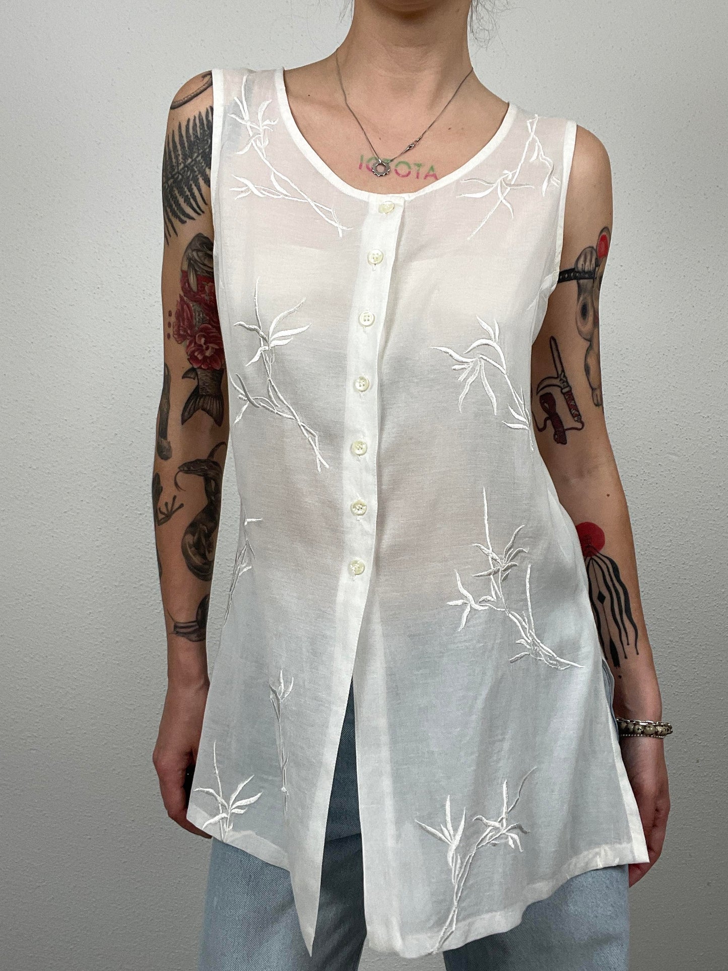 Vintage Embroidered Sleeveless Top