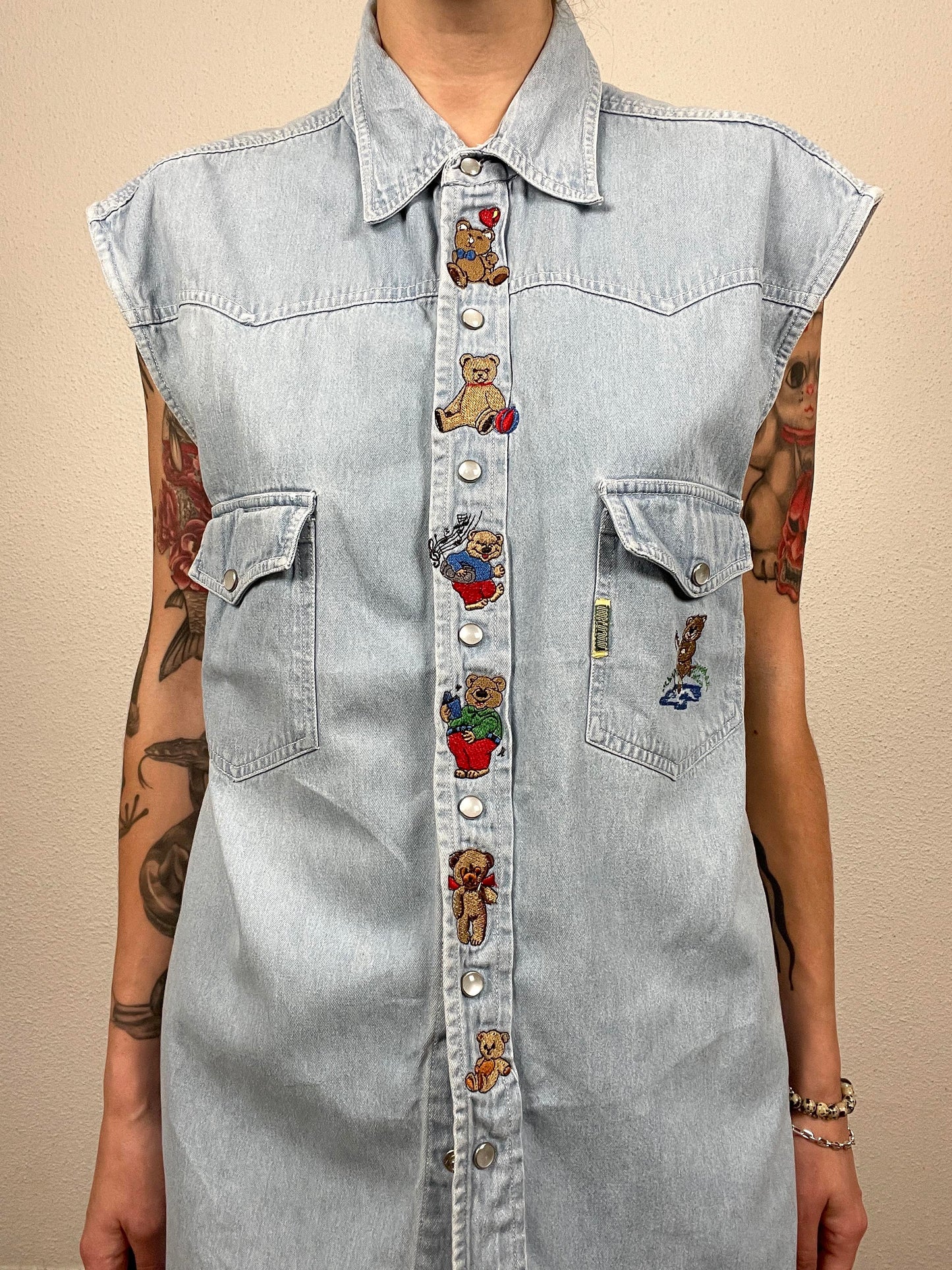 Vintage 90s denim teddy vest