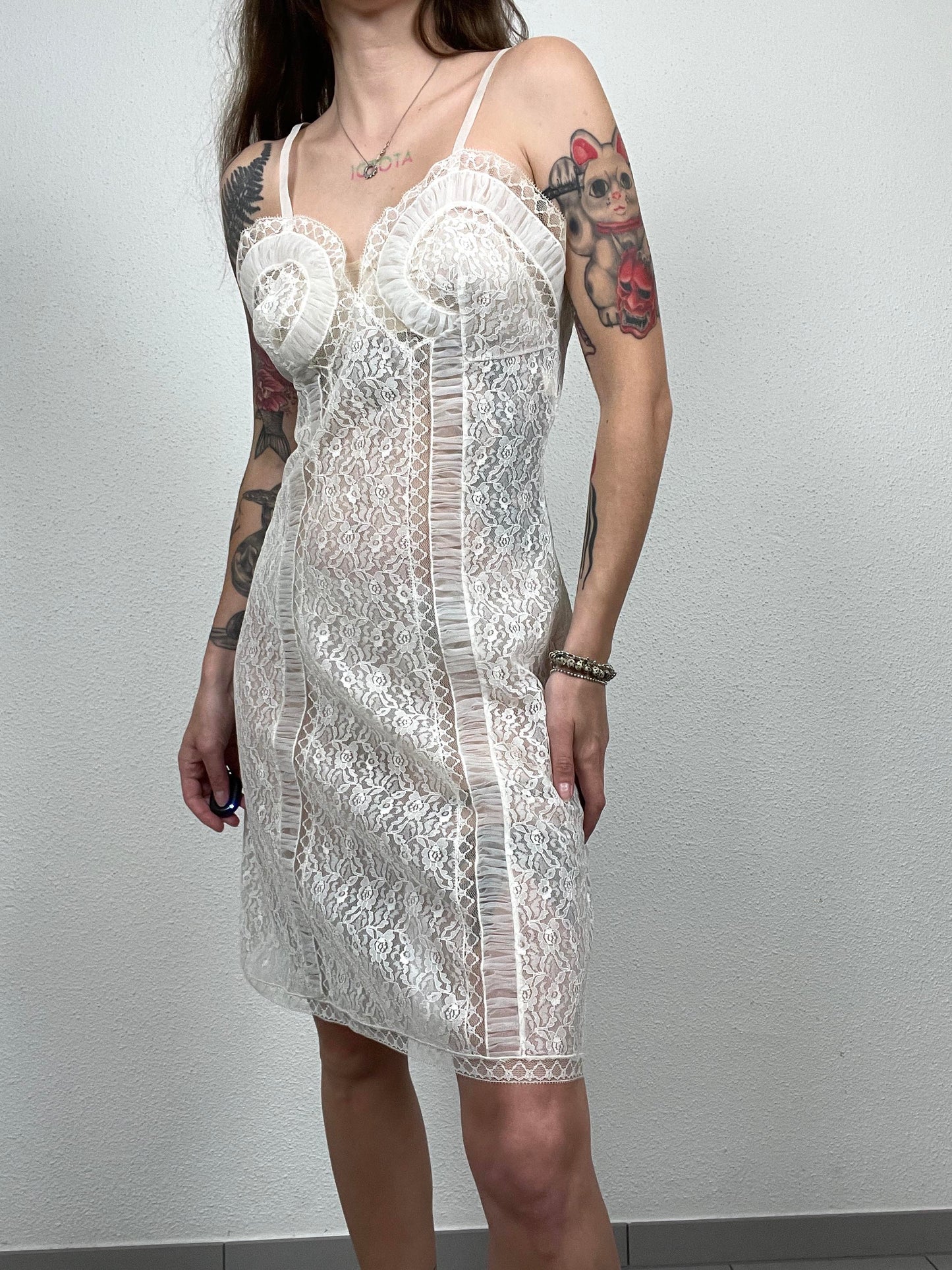 Vintage White Lace Slip Dress