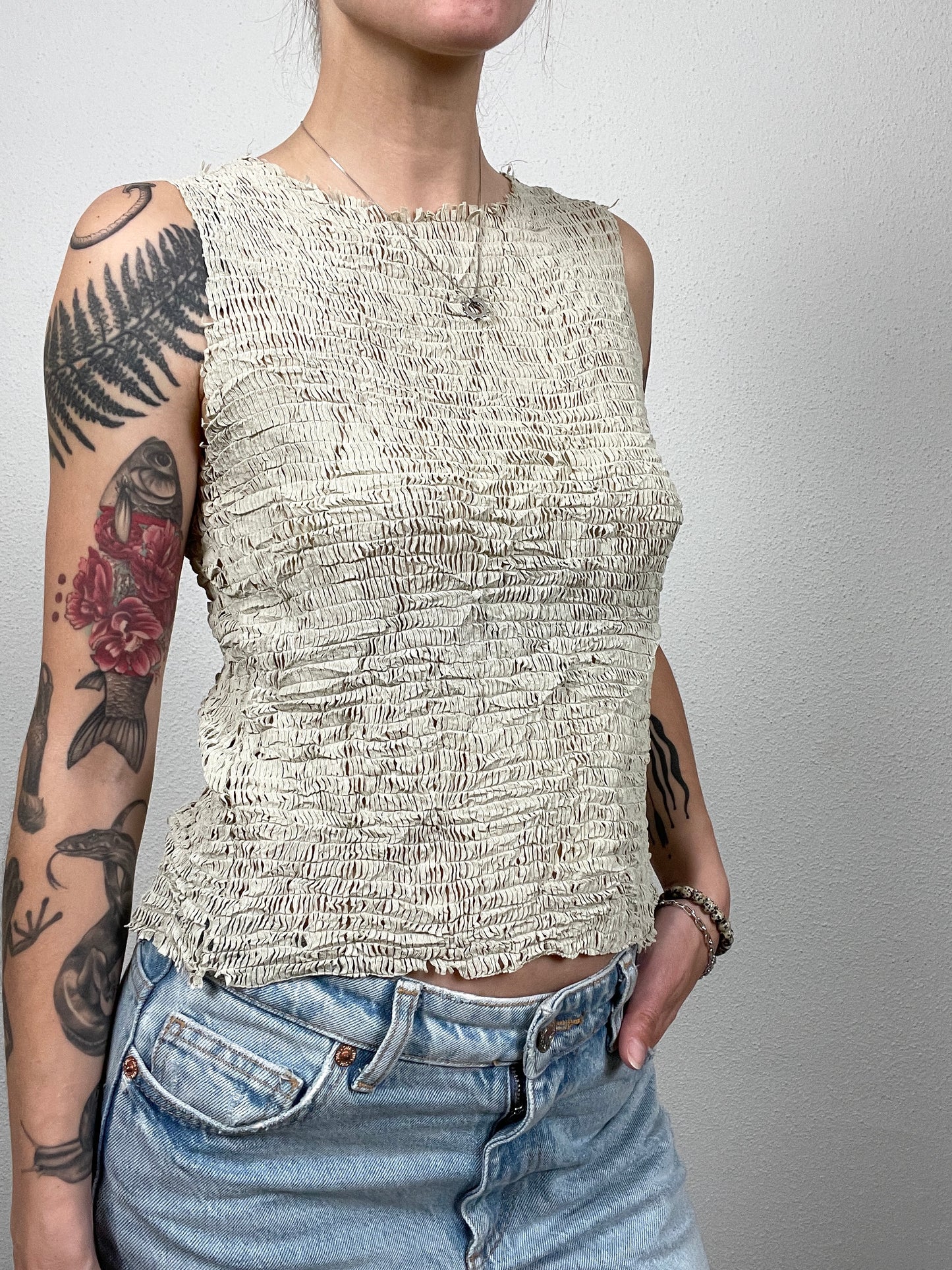 Vintage Eva Lacres Taupe Top