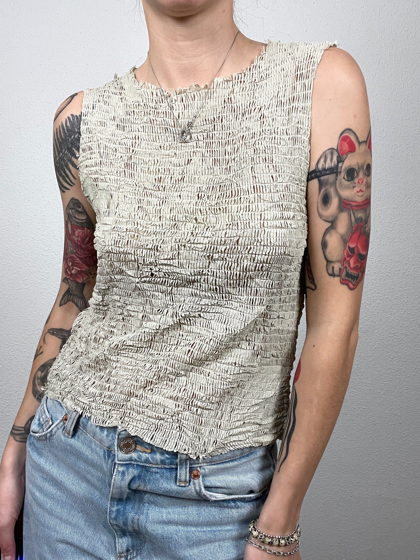 Vintage Eva Lacres Taupe Top