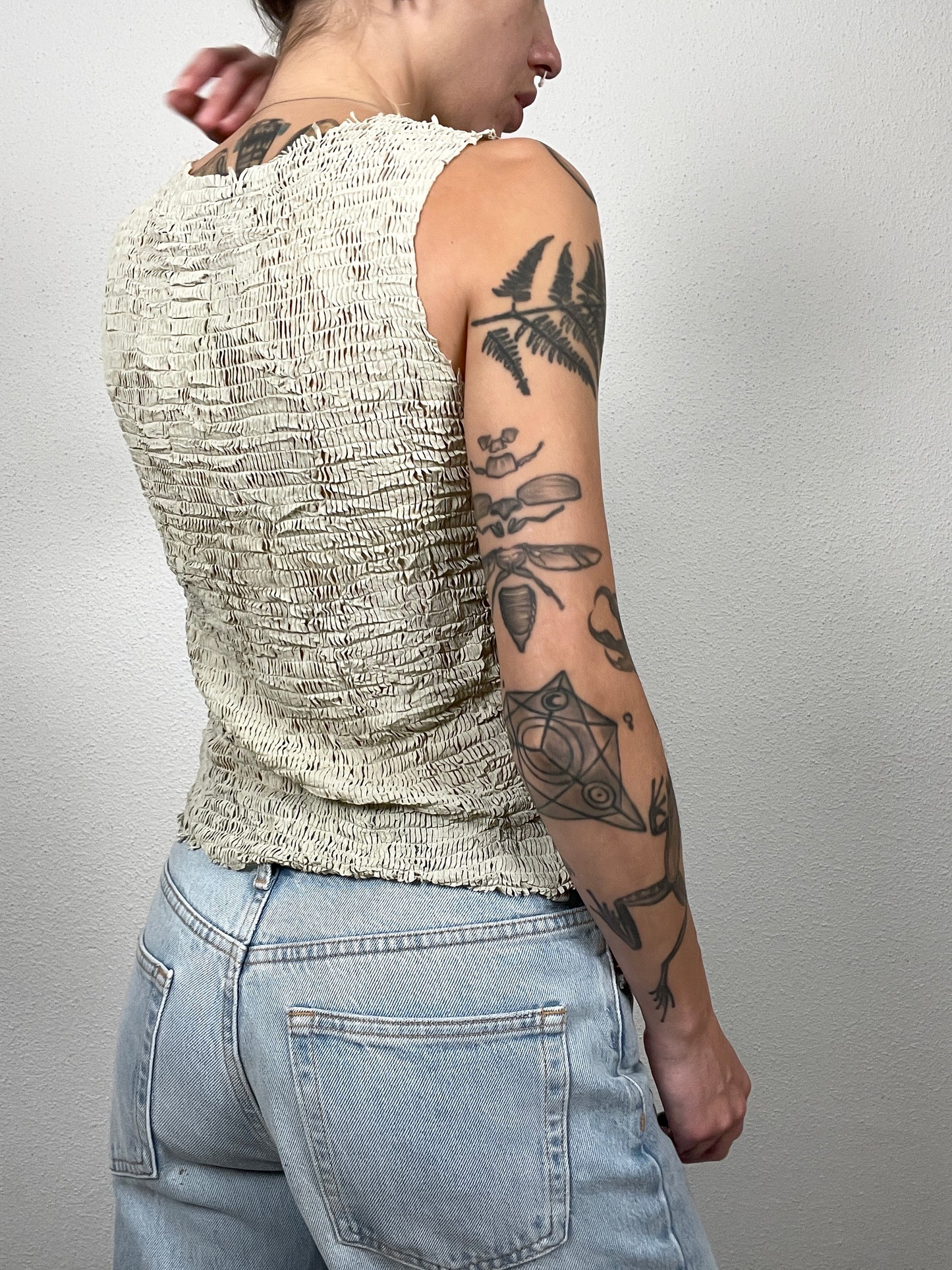 Vintage Eva Lacres Taupe Top