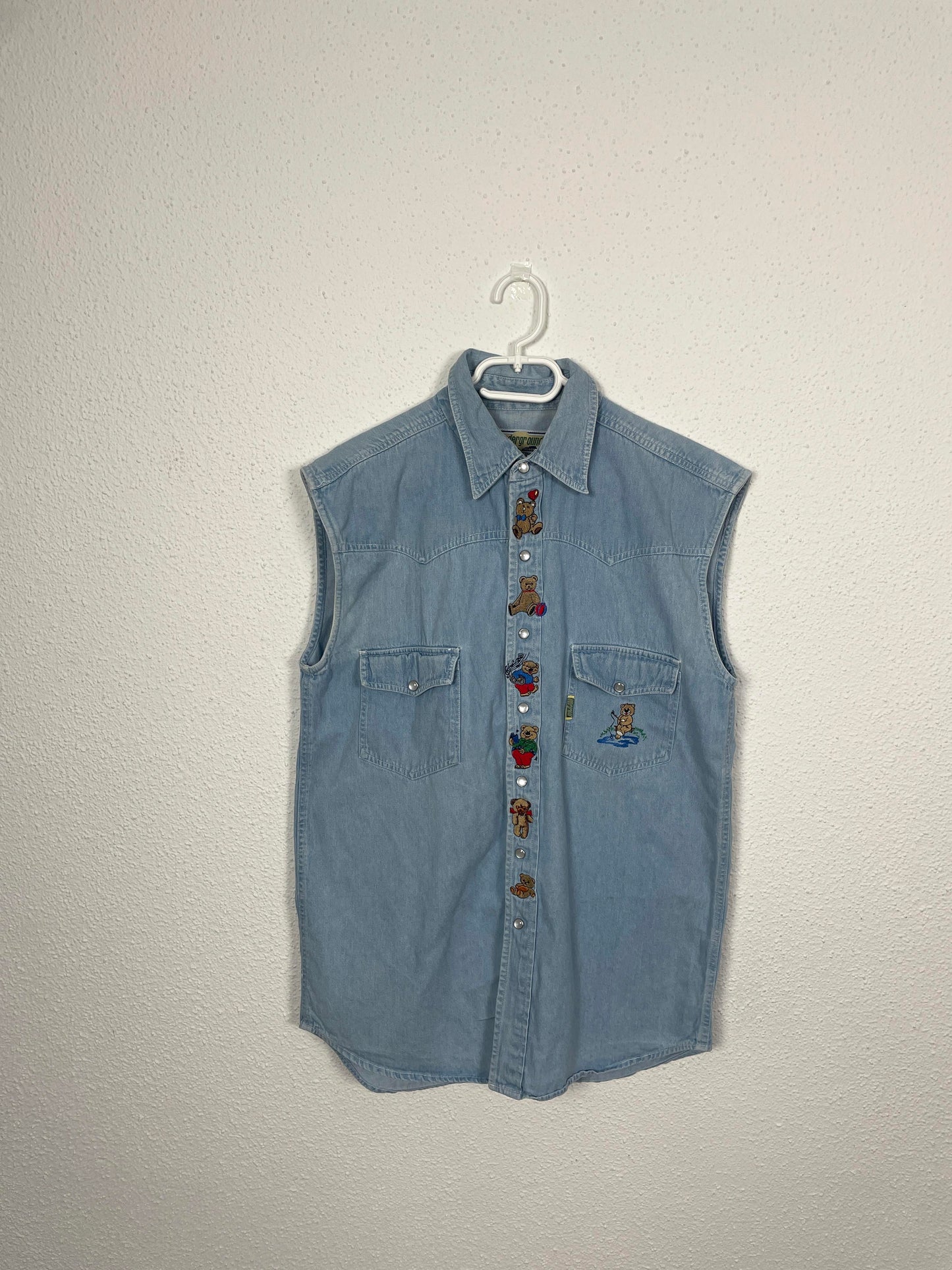 Vintage 90s denim teddy vest