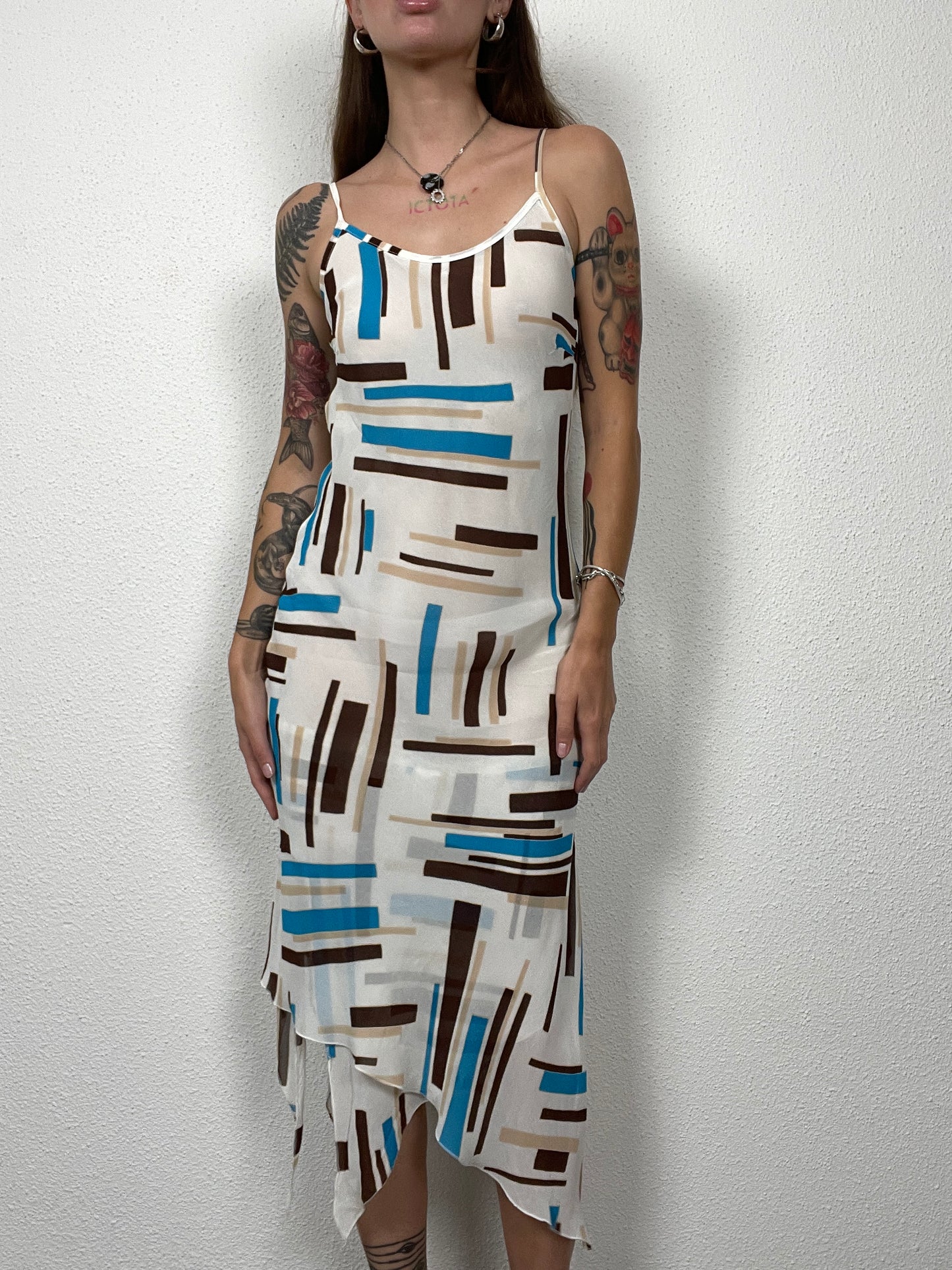 Vintage Extreme Geometric Slip Dress Y2K
