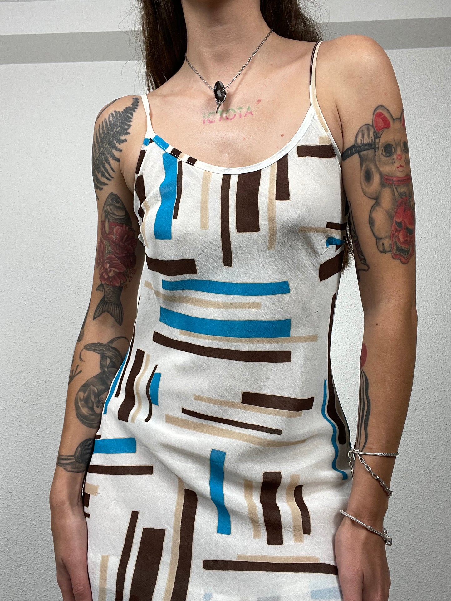 Vintage Extreme Geometric Slip Dress Y2K