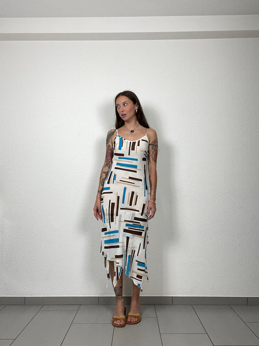 Vintage Extreme Geometric Slip Dress Y2K